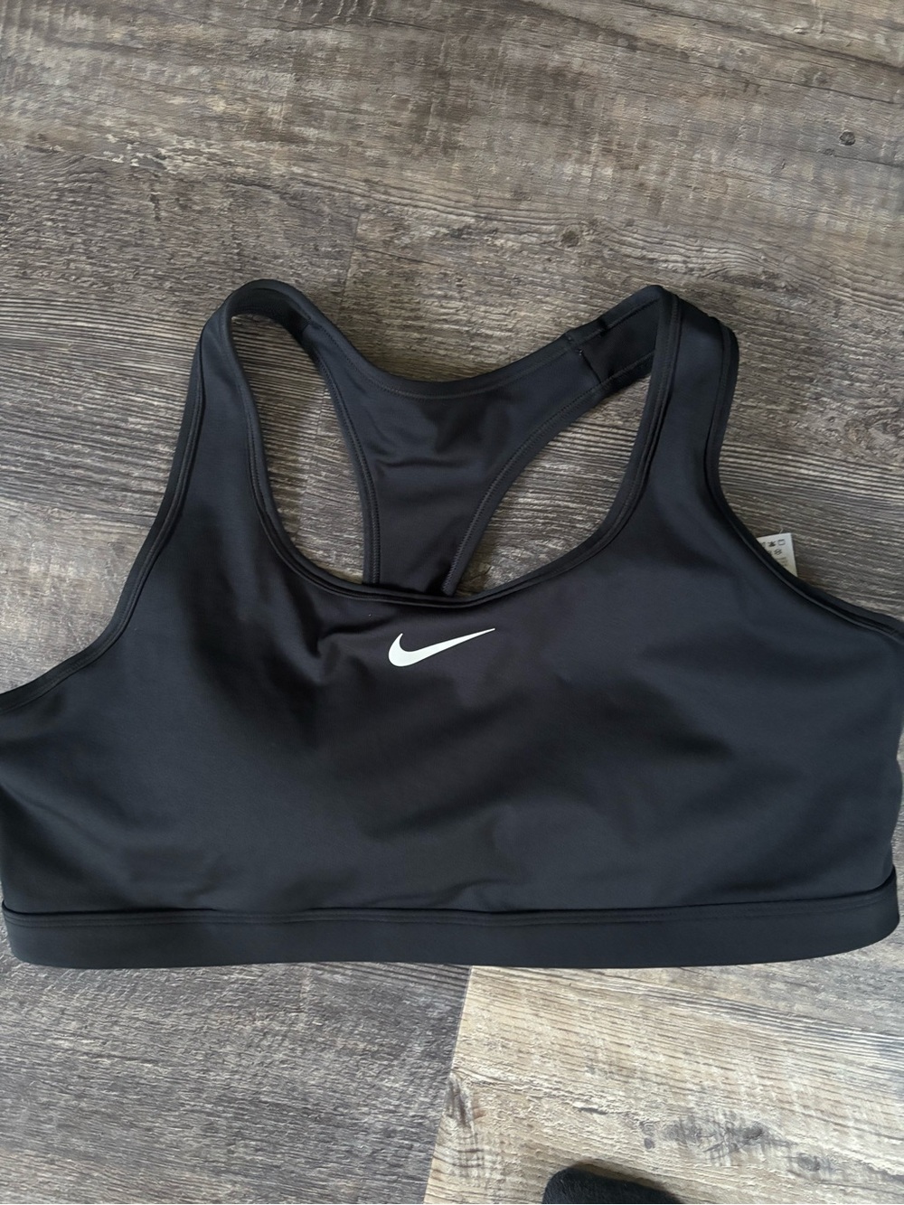 Nike Black Racerback Sports Bra with White Swoosh